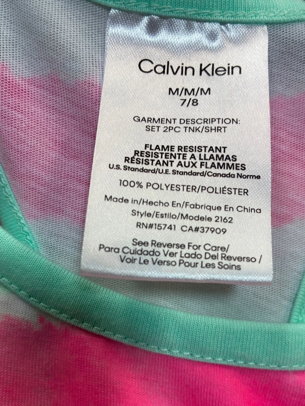 Calvin Klein Pink & Mint Striped Tank and Shorts Pajama Set